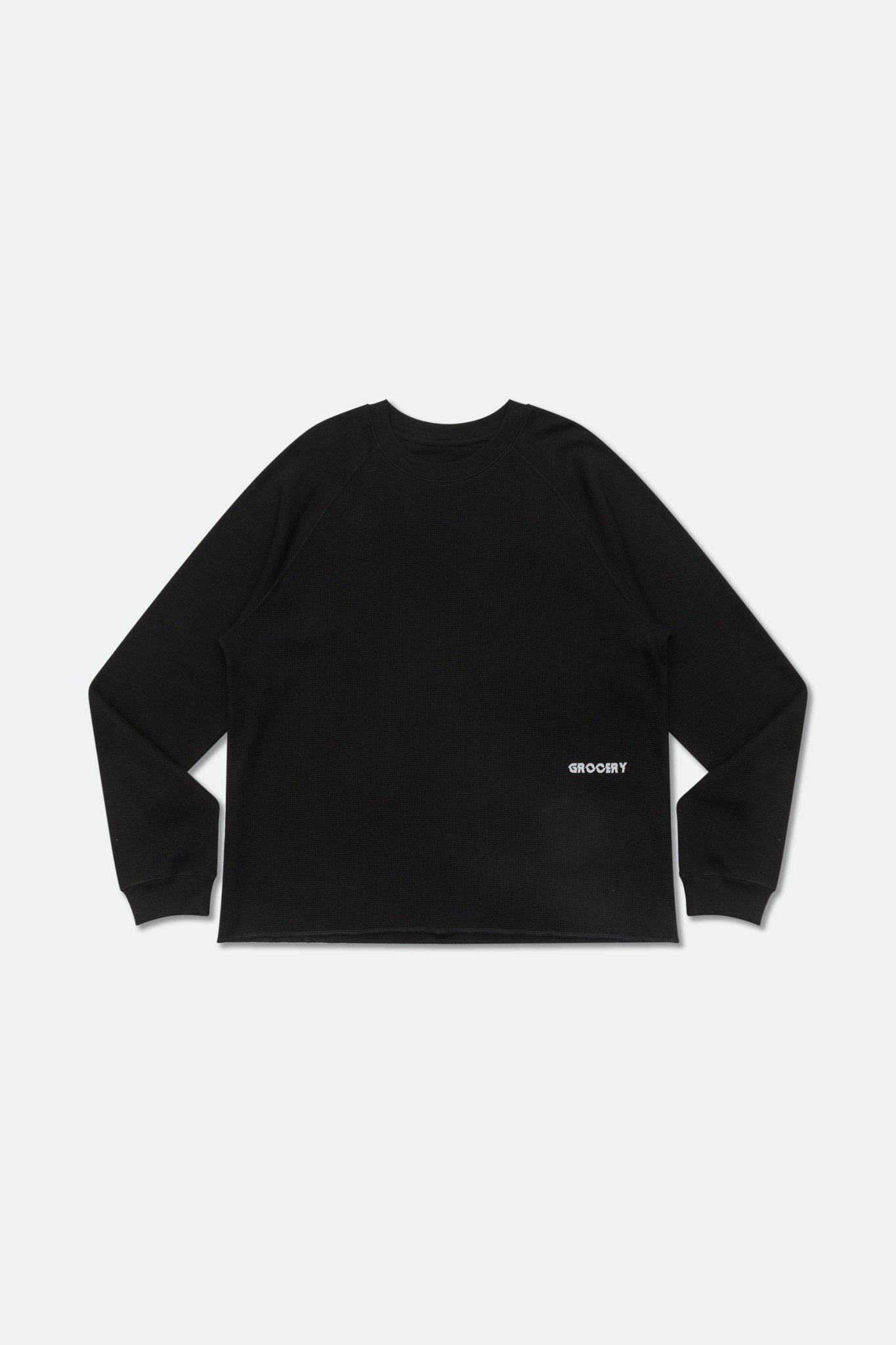 GROCERY LOGO WAFFLE LONG TOP/ BLACK - GROGROCERY