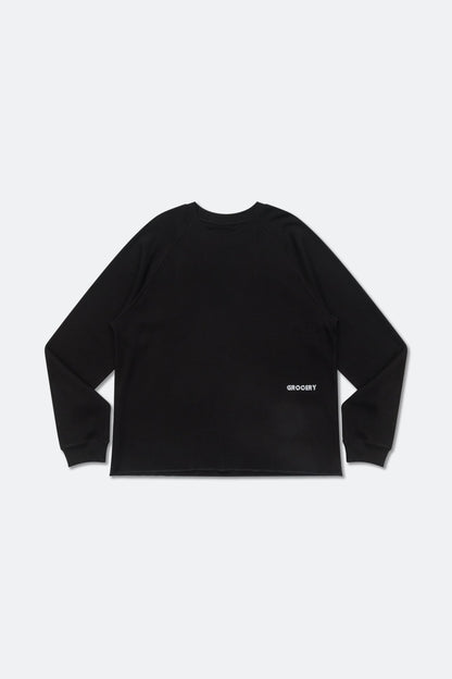 GROCERY LOGO WAFFLE LONG TOP/ BLACK - GROGROCERY