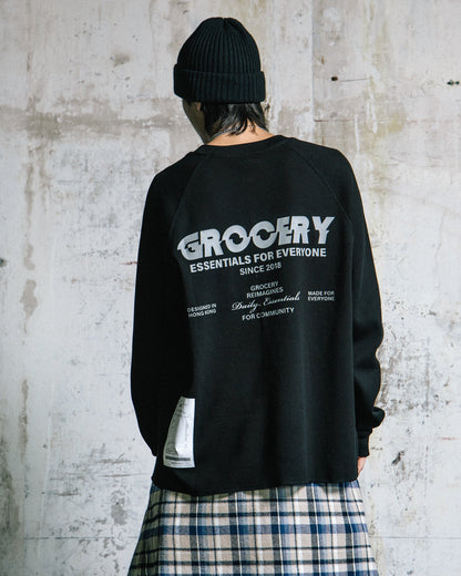 GROCERY LOGO WAFFLE LONG TOP/ BLACK - GROGROCERY