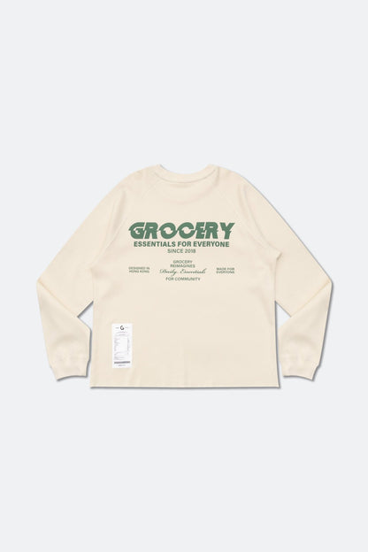 GROCERY LOGO WAFFLE LONG TOP/ NATURAL - GROGROCERY