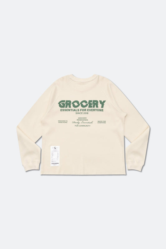 GROCERY LOGO WAFFLE LONG TOP/ NATURAL - GROGROCERY