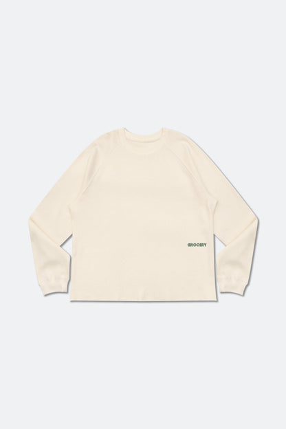 GROCERY LOGO WAFFLE LONG TOP/ NATURAL - GROGROCERY