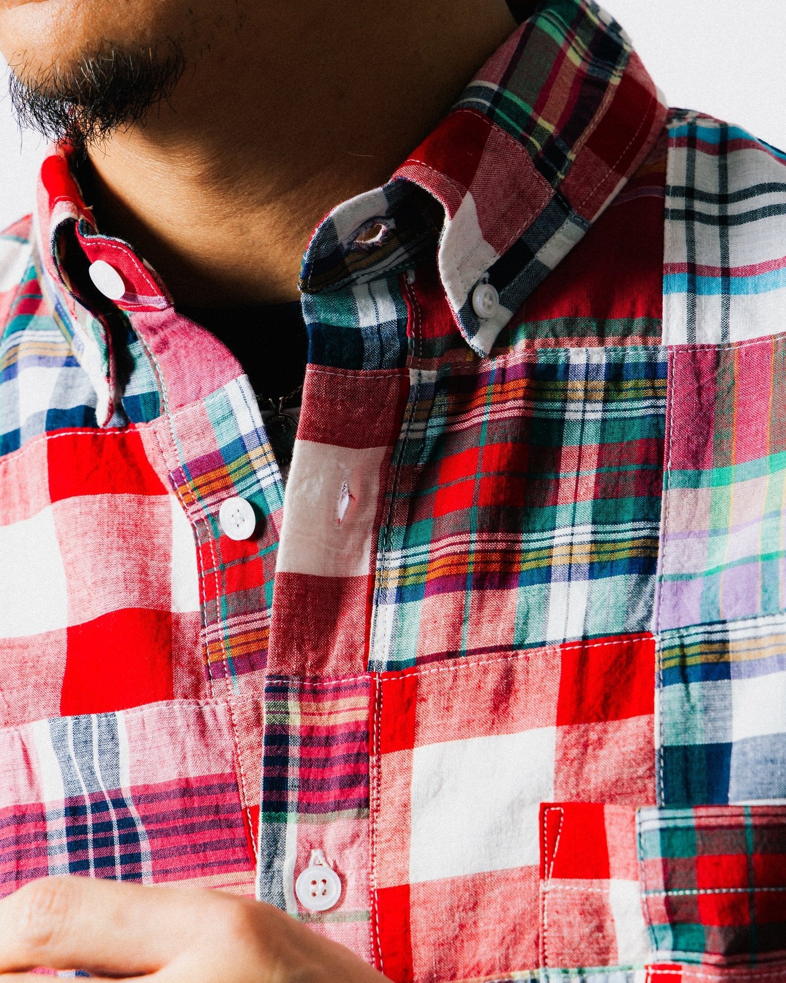 GROCERY MIX PLAID PATCHWORK POCKET SHIRT/ MULTI - GROGROCERY