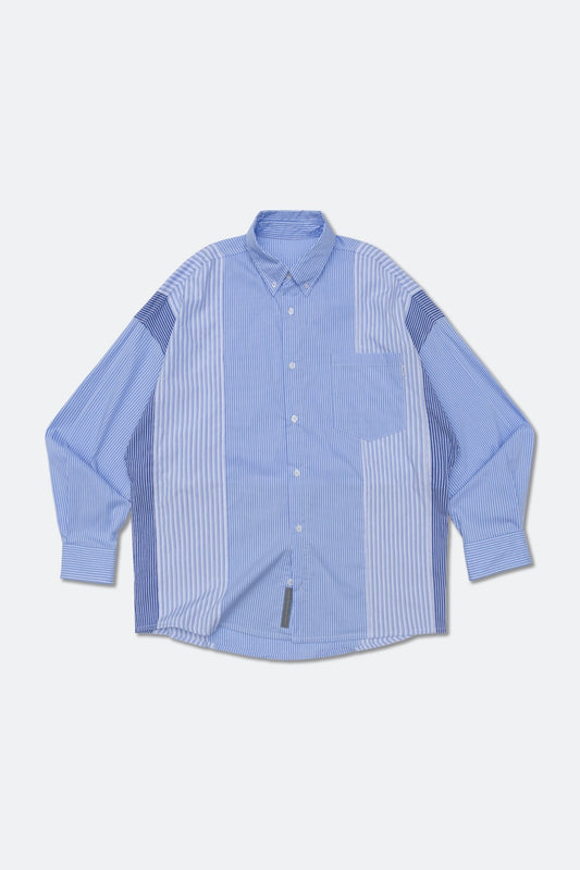 GROCERY MULTI STRIPE PANEL OVERSIZED SHIRT/ BLUE - GROGROCERY