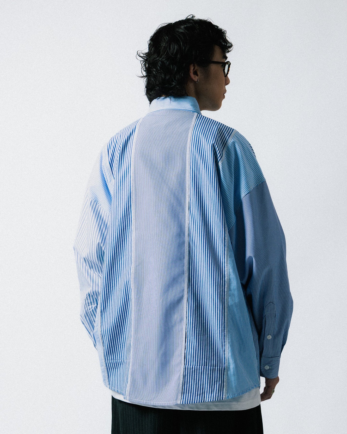 GROCERY MULTI STRIPE PANEL POCKET SHIRT/ BLUE - GROGROCERY