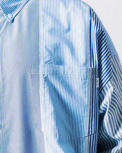 GROCERY MULTI STRIPE PANEL POCKET SHIRT/ BLUE - GROGROCERY