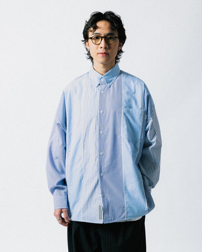 GROCERY MULTI STRIPE PANEL POCKET SHIRT/ BLUE - GROGROCERY