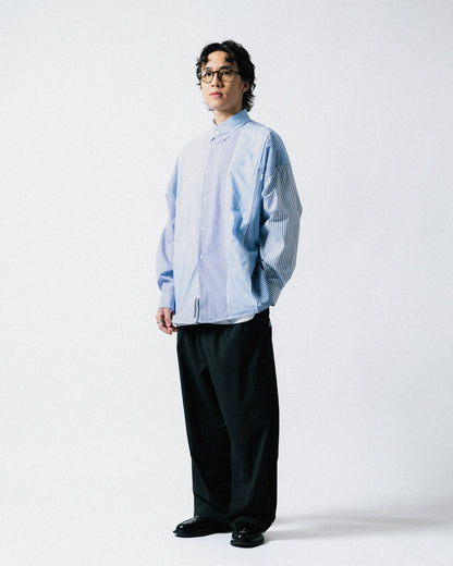 GROCERY MULTI STRIPE PANEL POCKET SHIRT/ BLUE - GROGROCERY