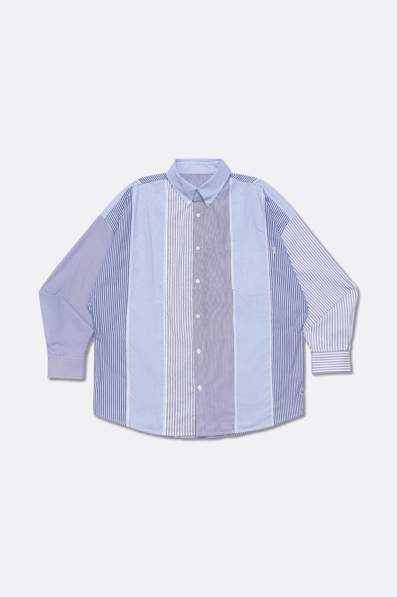 GROCERY MULTI STRIPE PANEL POCKET SHIRT/ BLUE - GROGROCERY