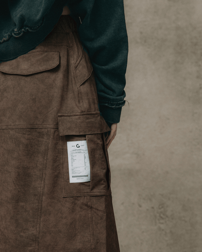 GROCERY NYLON MULTI POCKET CARGO SKIRT/ BROWN - GROGROCERY