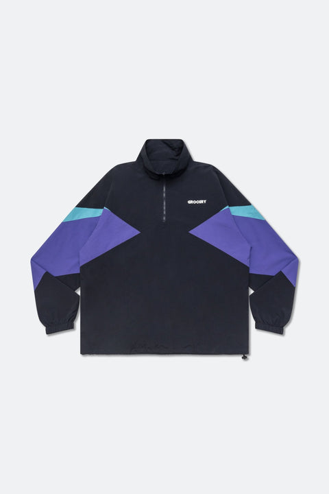 GROCERY NYLON PANEL HALF ZIP WINDBREAKER/ BLACK - GROGROCERY