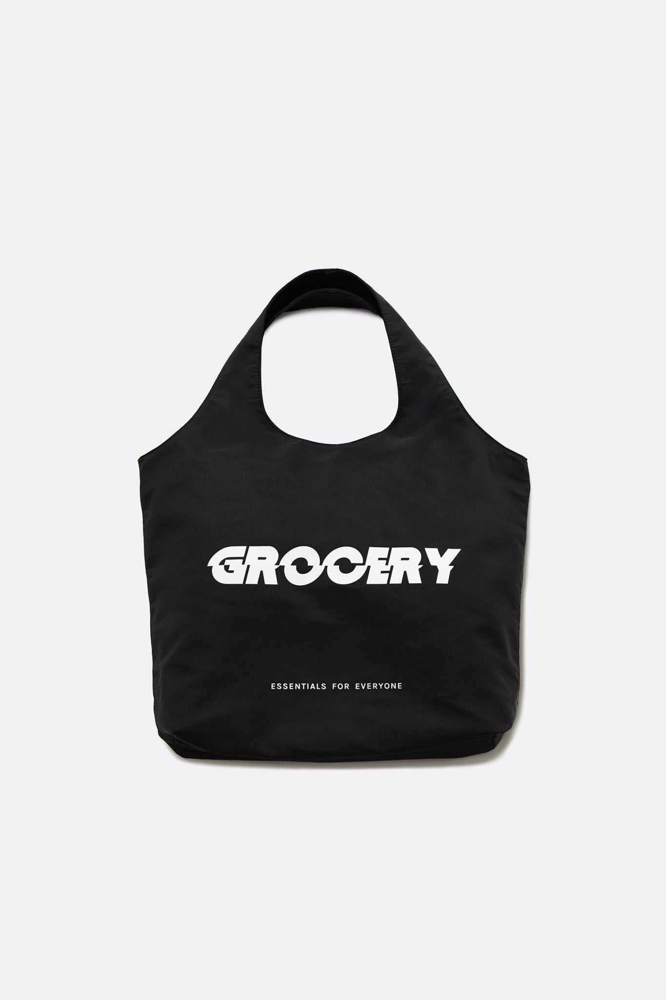GROCERY NYLON SHOPPING TOTE BAG/ BLACK - GROGROCERY