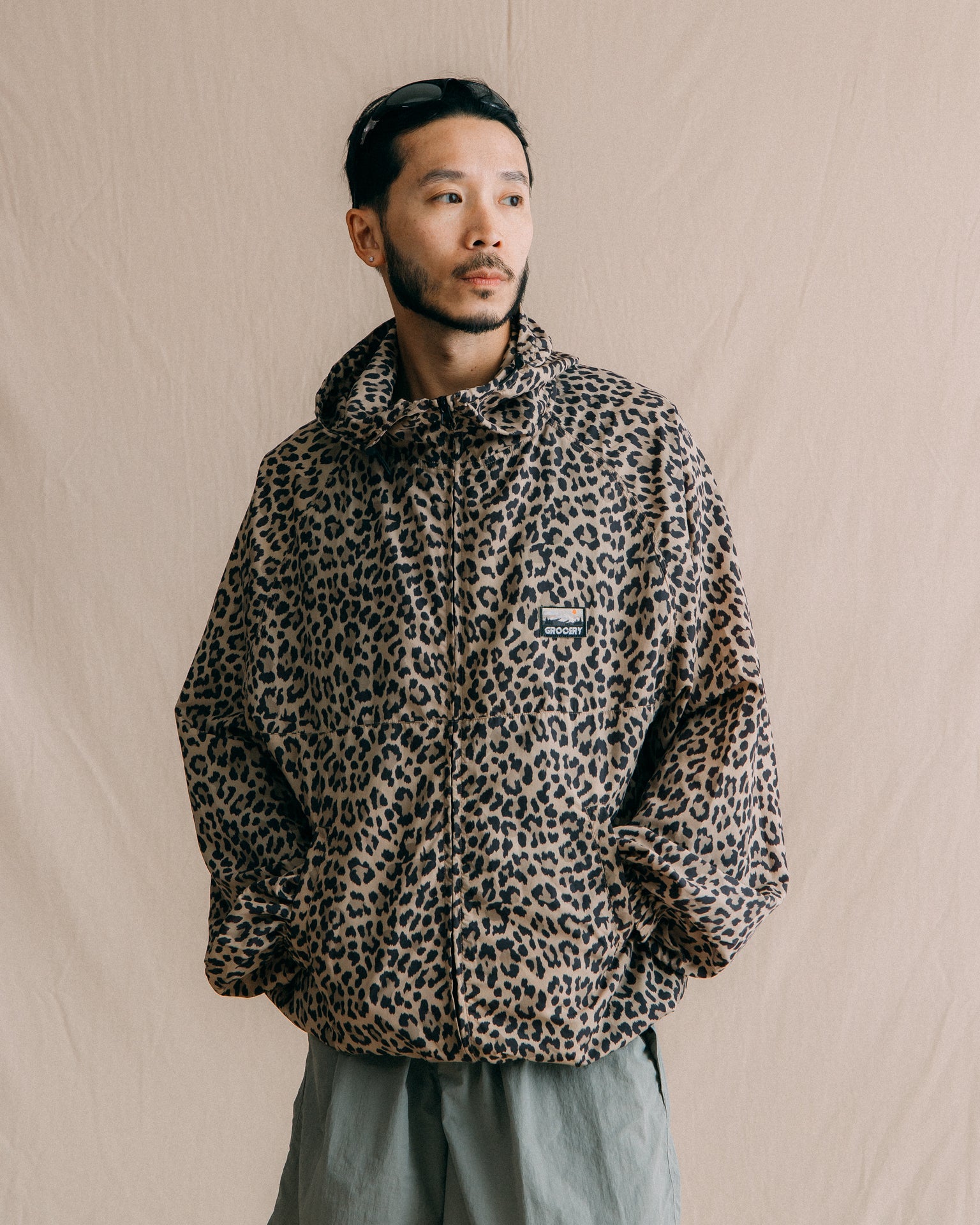 GROCERY PACKABLE NYLON WINDBREAKER/ LEOPARD - GROGROCERY