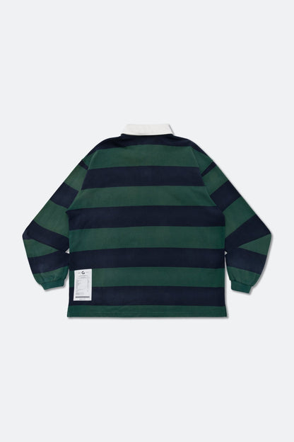 GROCERY PATCH LOGO LONG SLEEVE RUGBY SHIRT/ GREEN & NAVY - GROGROCERY