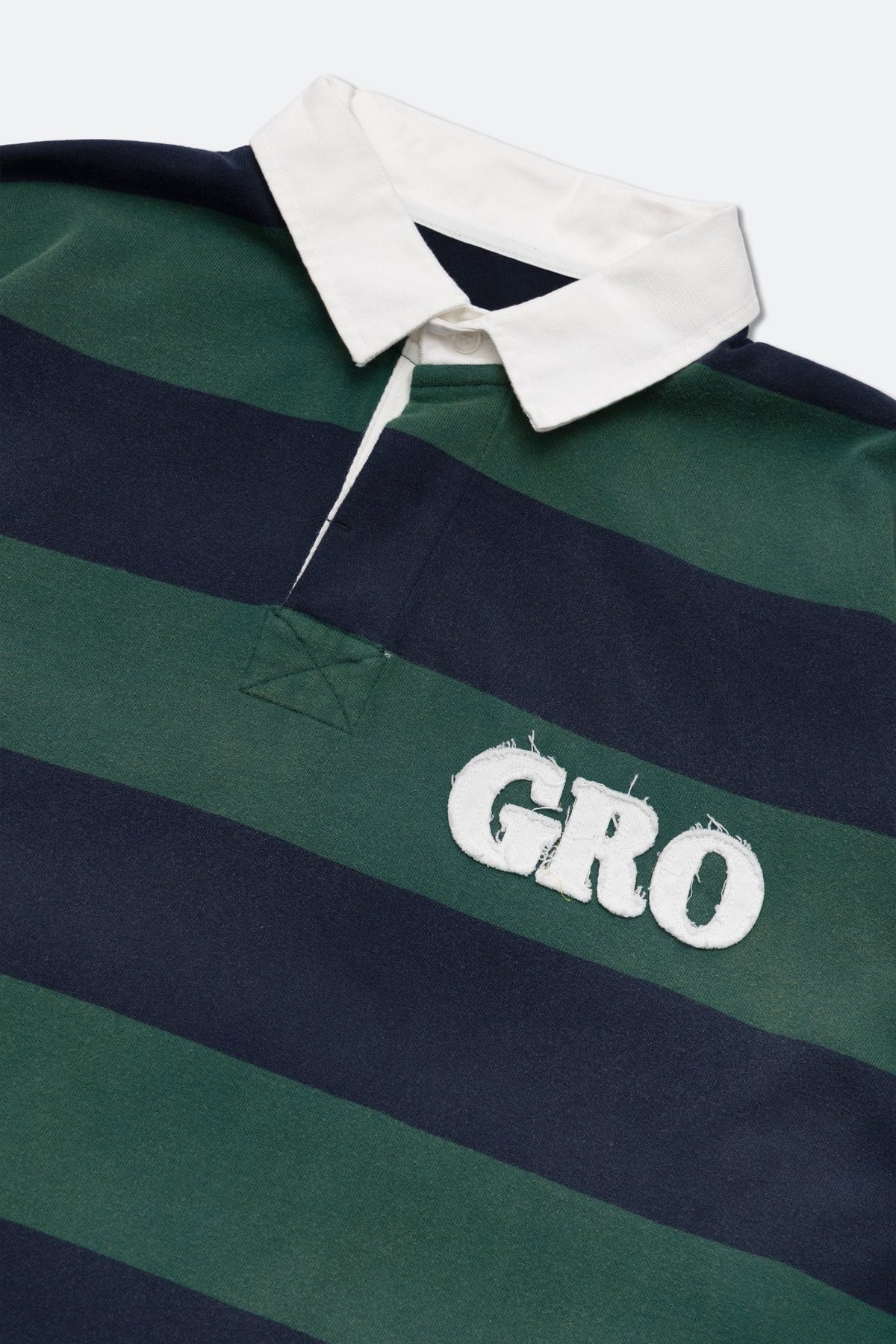 GROCERY PATCH LOGO LONG SLEEVE RUGBY SHIRT/ GREEN & NAVY - GROGROCERY