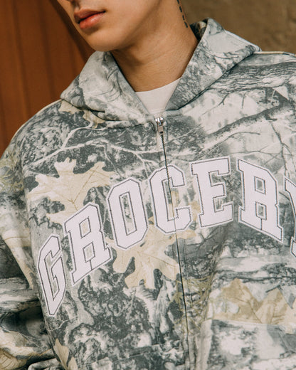GROCERY PATCH LOGO ZIP UP HOODIE/ REAL TREE CAMO - GROGROCERY