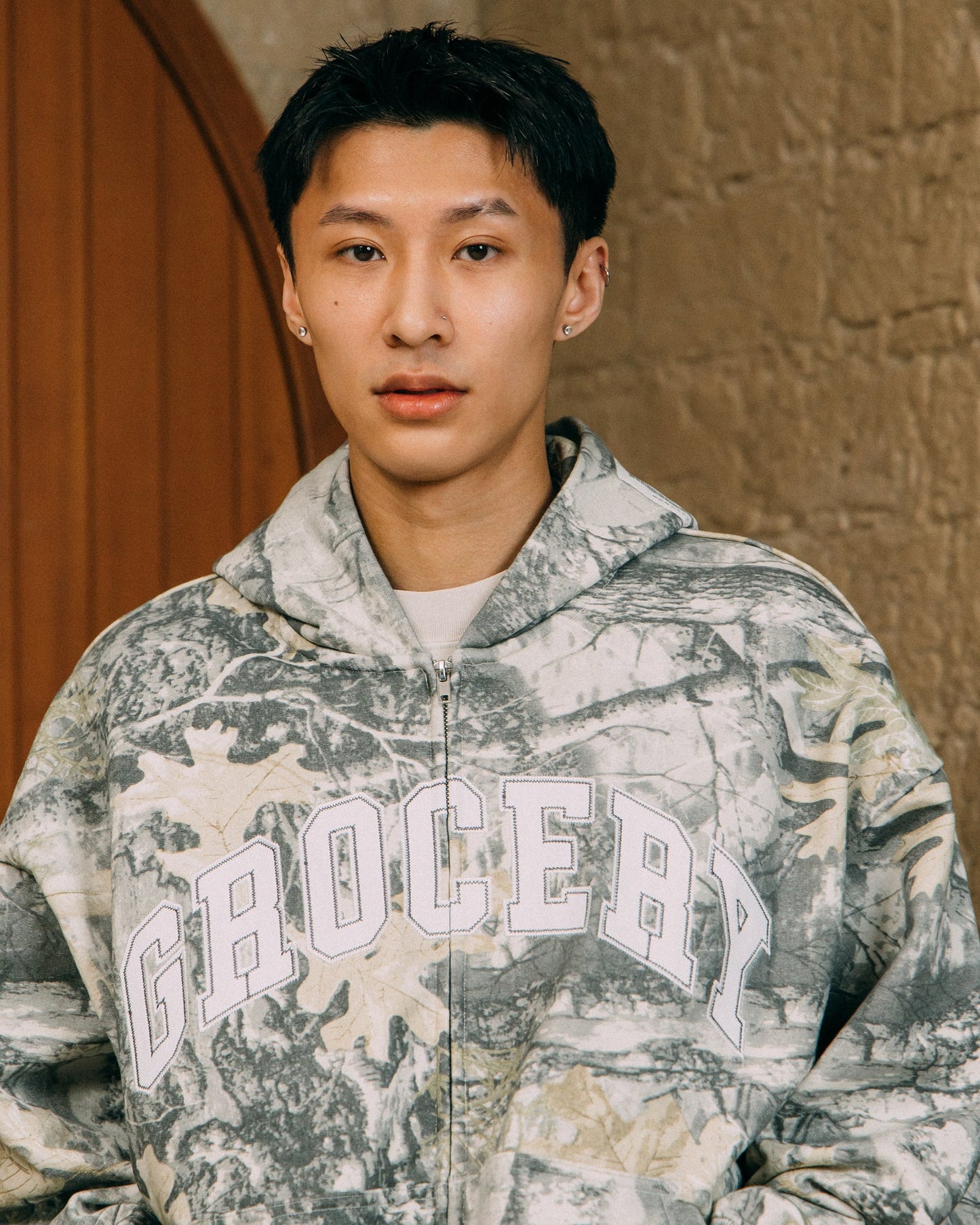 GROCERY PATCH LOGO ZIP UP HOODIE/ REAL TREE CAMO - GROGROCERY