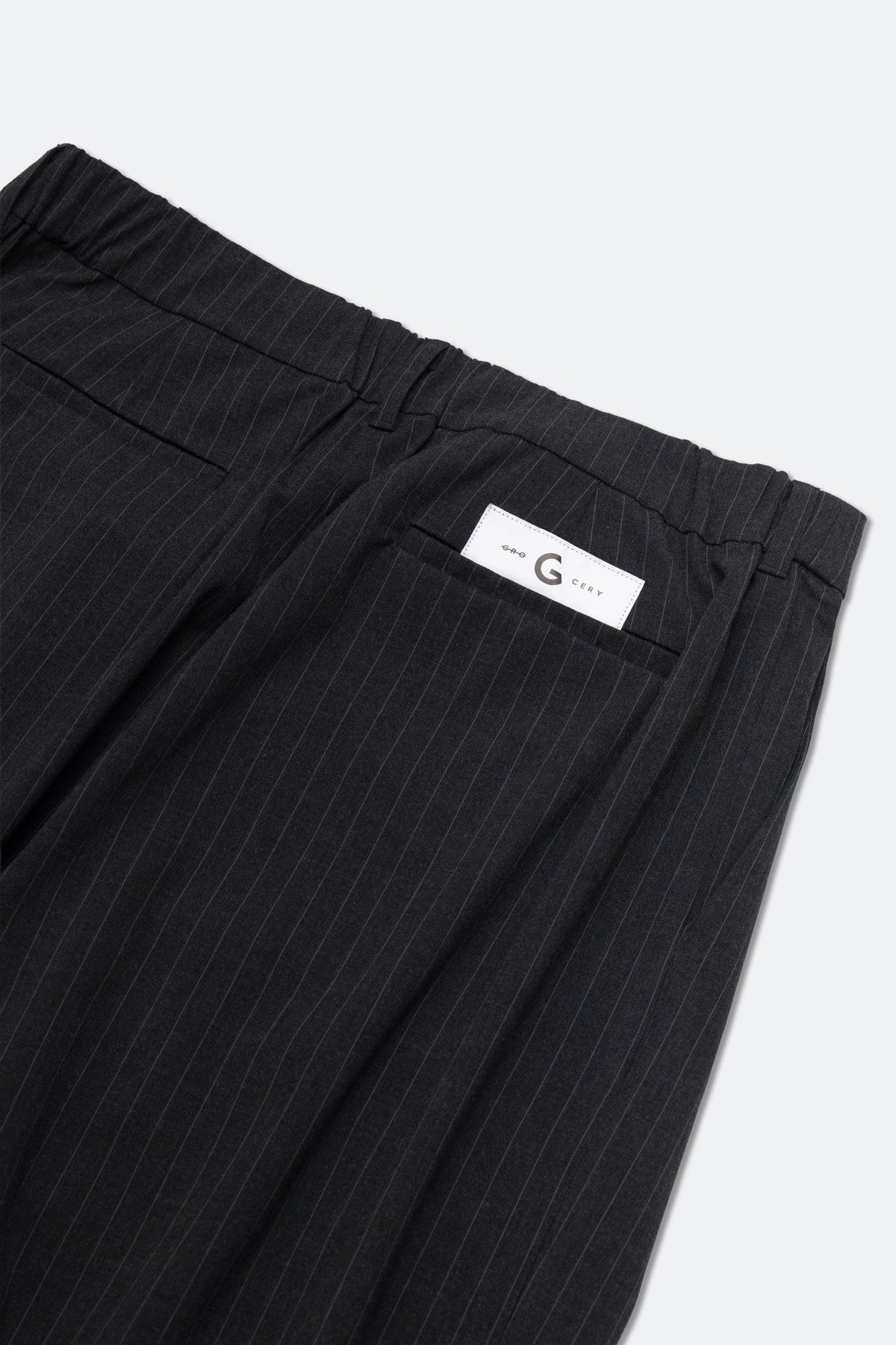 GROCERY PLEATED STRIPE WIDE LEG COMFY PANTS/ DARK GREY - GROGROCERY