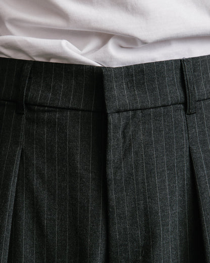 GROCERY PLEATED STRIPE WIDE LEG COMFY PANTS/ DARK GREY - GROGROCERY
