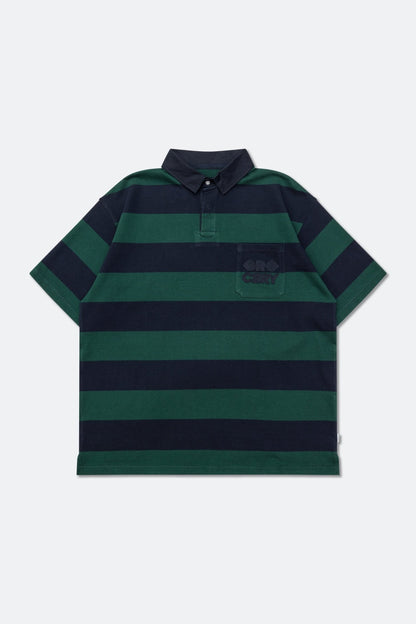 GROCERY PO - 004 EMBROIDERY POCKET STRIPE POLO/ GREEN & NAVY - GROGROCERY