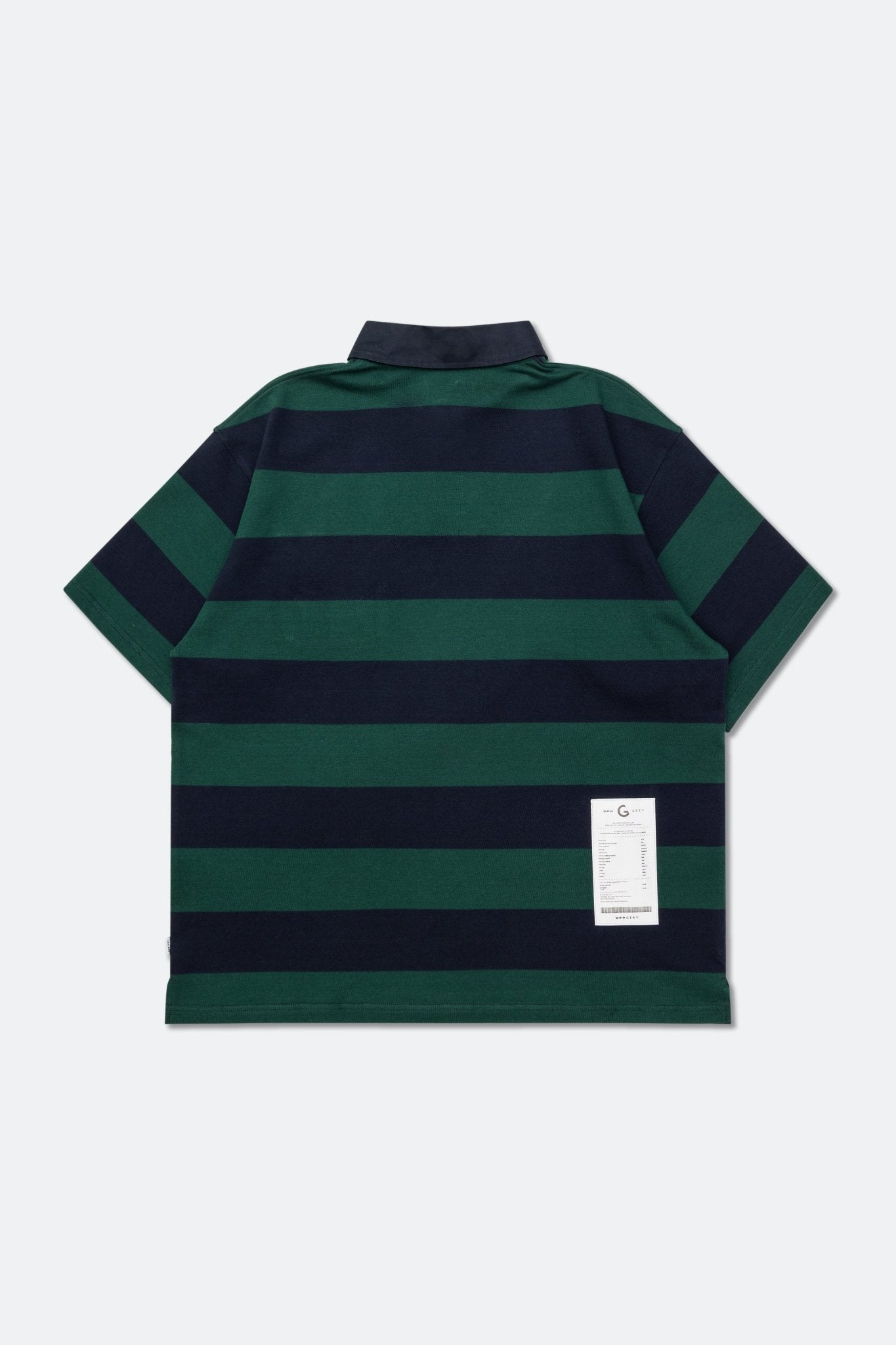 GROCERY PO - 004 EMBROIDERY POCKET STRIPE POLO/ GREEN & NAVY - GROGROCERY