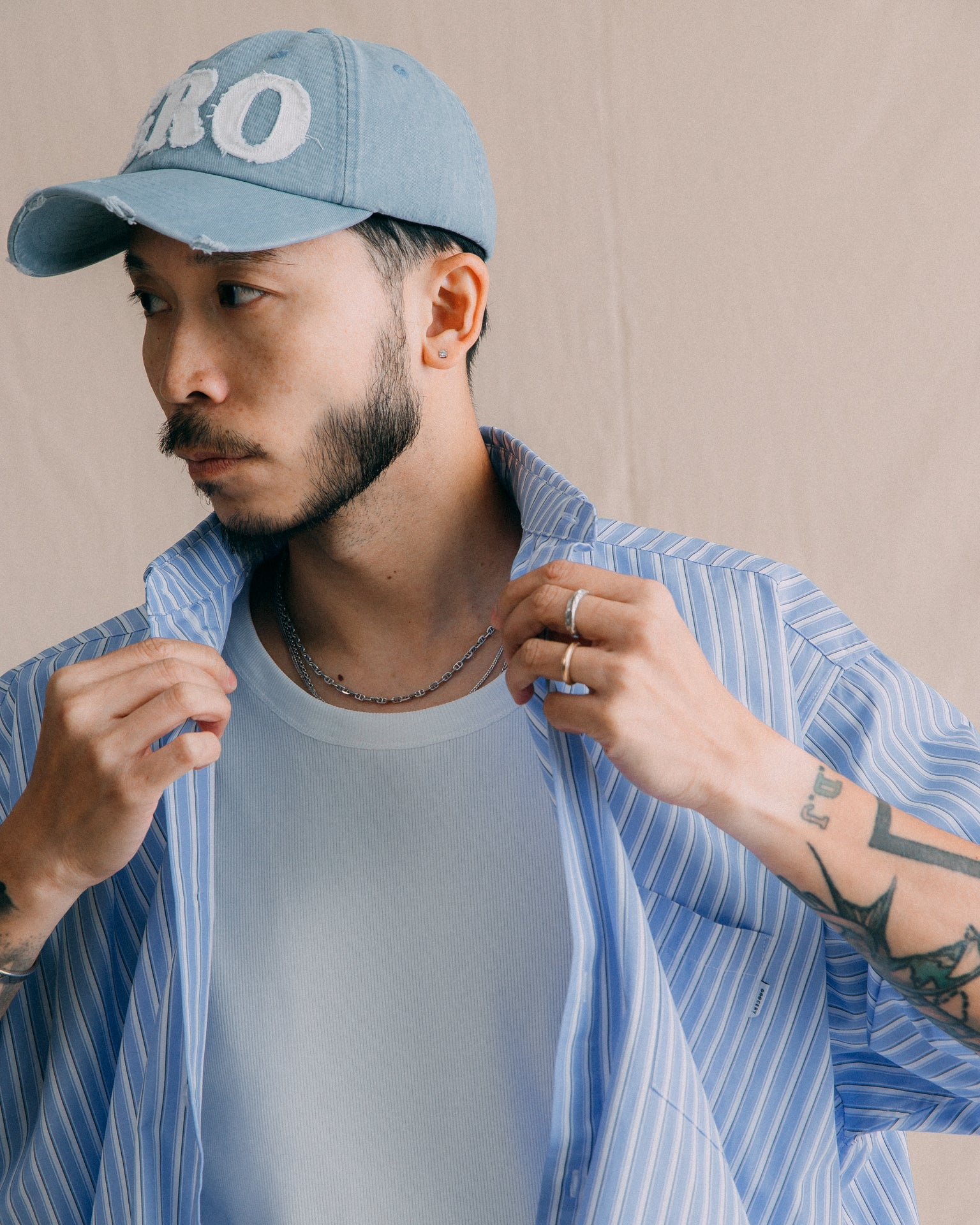 GROCERY POCKET SHORT SLEEVE MULTI STRIPE SHIRT/ BLUE - GROGROCERY
