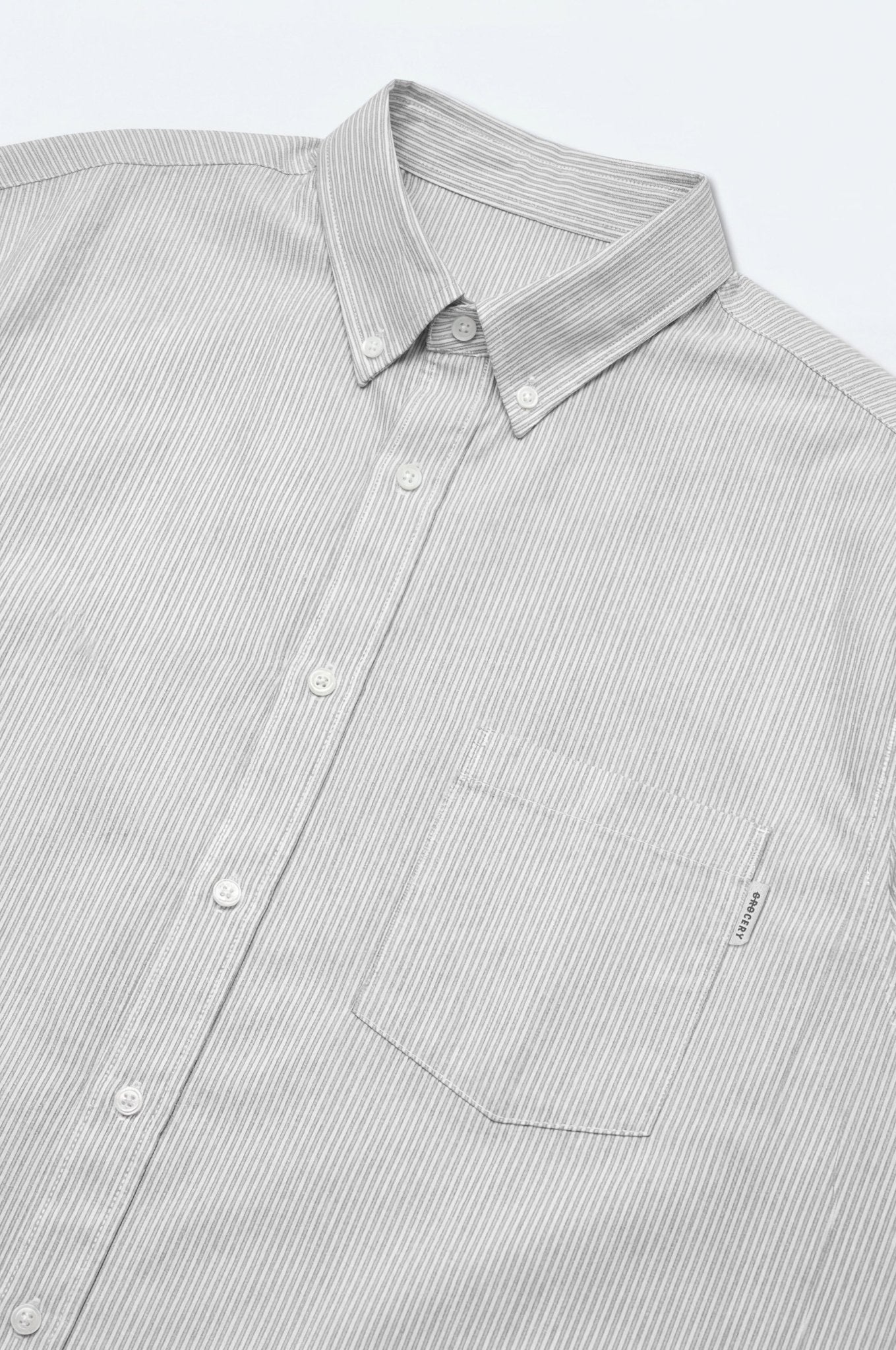 GROCERY POCKET SHORT SLEEVE STRIPE SHIRT/ GREY - GROGROCERY