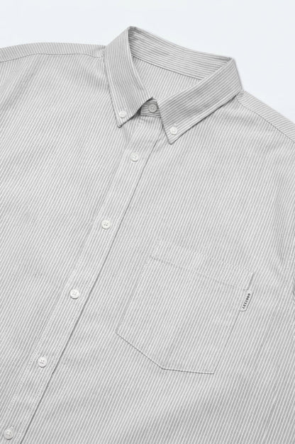 GROCERY POCKET SHORT SLEEVE STRIPE SHIRT/ GREY - GROGROCERY
