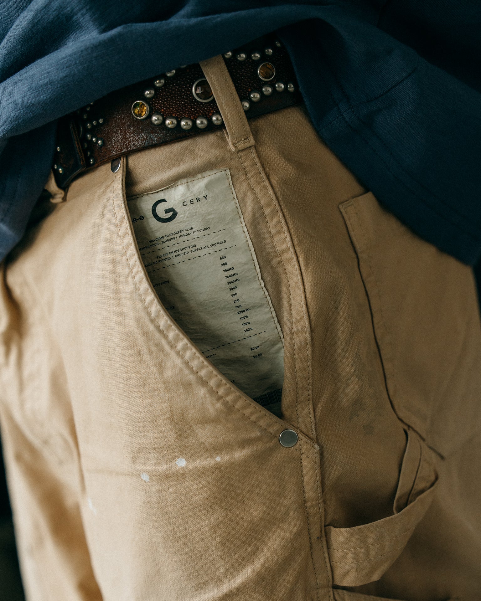 GROCERY PT-011 DOUBLE KNEE VINTAGE WORKER PANTS/ BEIGE - GROGROCERY