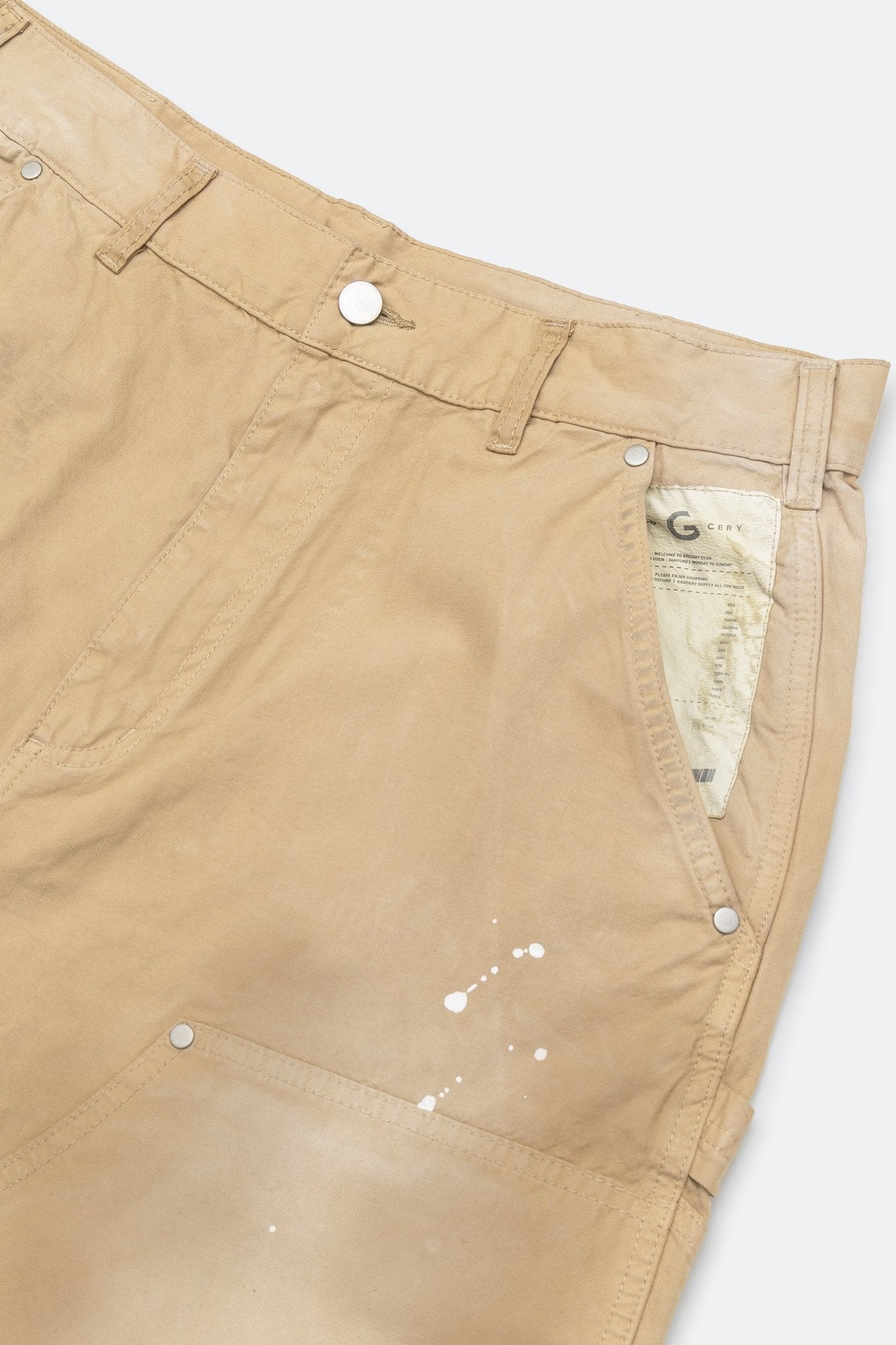 GROCERY PT-011 DOUBLE KNEE VINTAGE WORKER PANTS/ BEIGE - GROGROCERY