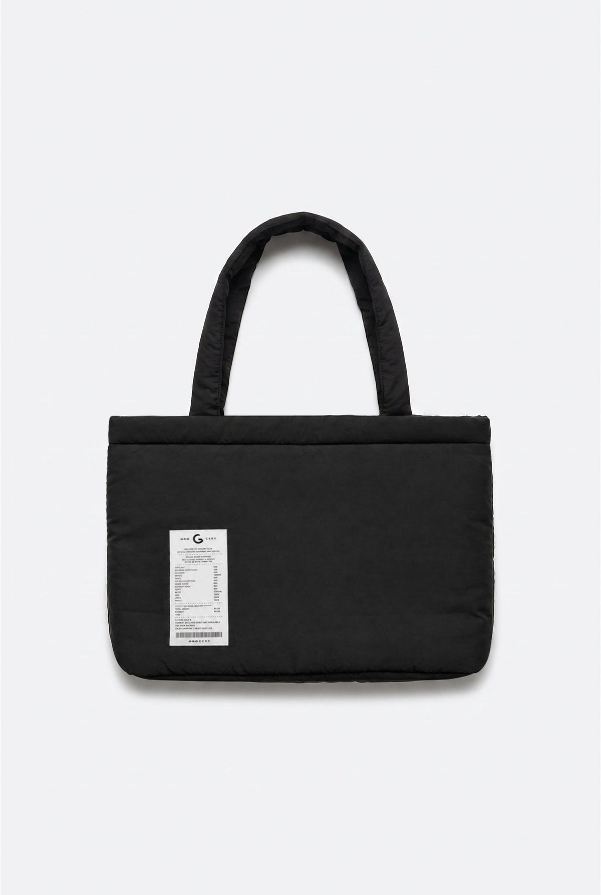 GROCERY PUFFY NYLON TOTE BAG/ BLACK - GROGROCERY
