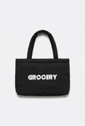 GROCERY PUFFY NYLON TOTE BAG/ BLACK - GROGROCERY