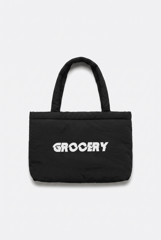 GROCERY PUFFY NYLON TOTE BAG/ BLACK - GROGROCERY