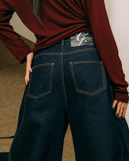 GROCERY RAW DENIM BARREL JEANS/ DARK INDIGO - GROGROCERY