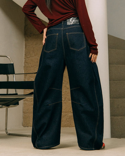GROCERY RAW DENIM BARREL JEANS/ DARK INDIGO - GROGROCERY