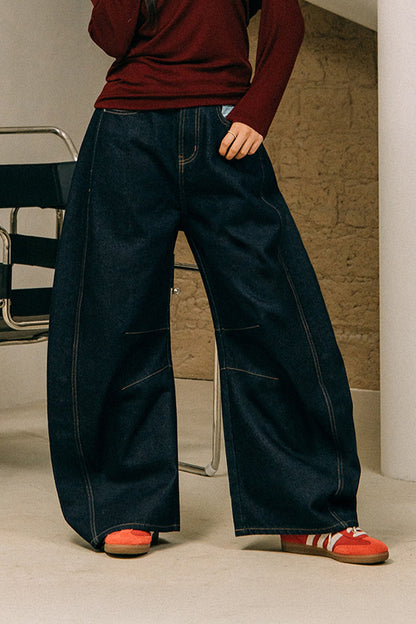 GROCERY RAW DENIM BARREL JEANS/ DARK INDIGO - GROGROCERY