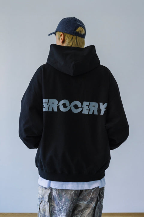 GROCERY REFLECTIVE LOGO HOODIE/ BLACK - GROGROCERY