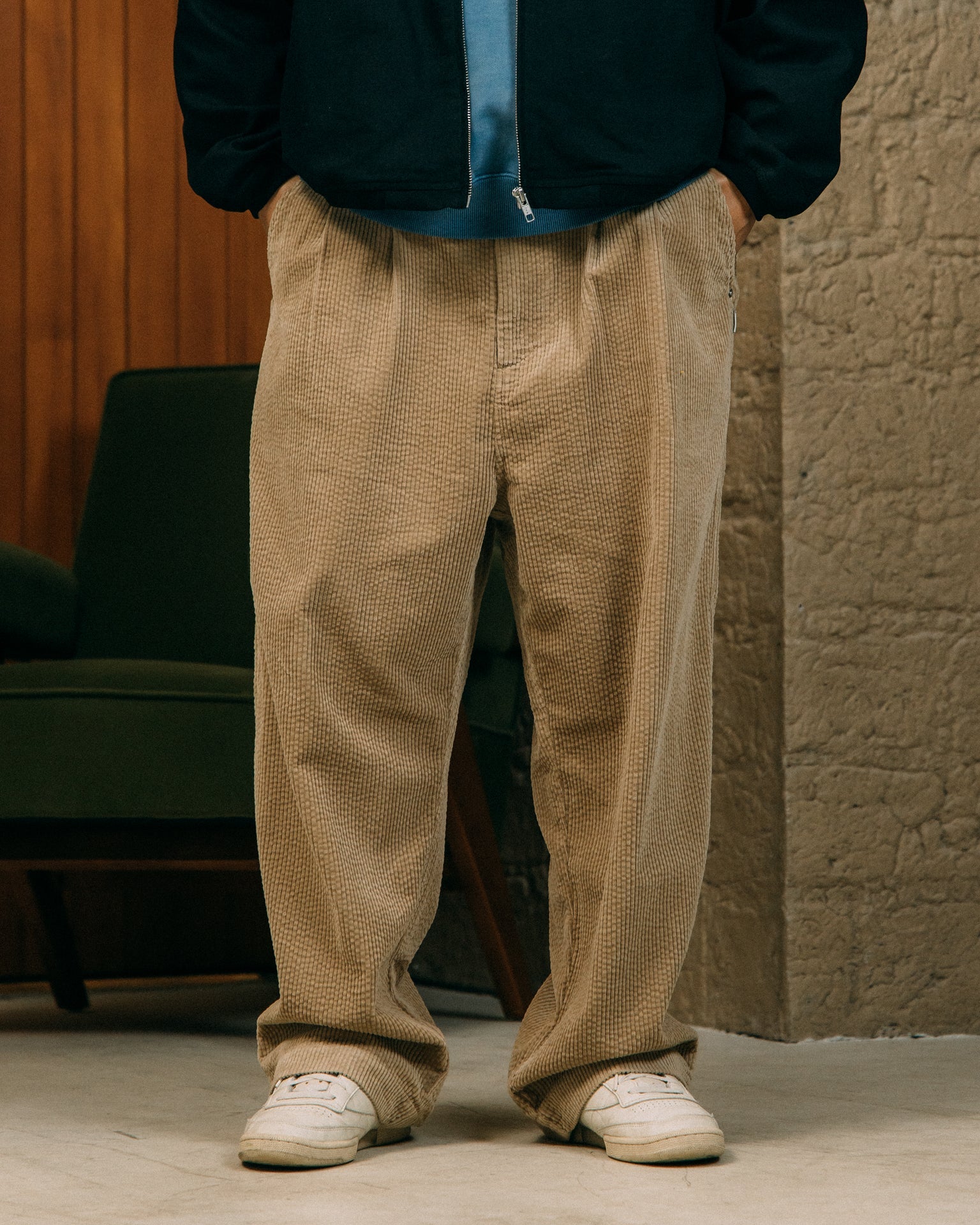 GROCERY RELAXED CORDUROY WIDE PANTS/ BEIGE - GROGROCERY