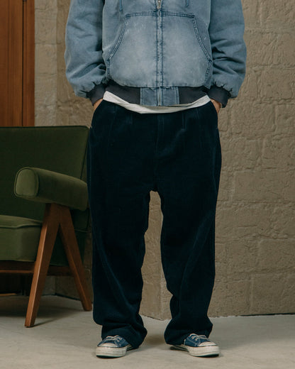 GROCERY RELAXED CORDUROY WIDE PANTS/ NAVY - GROGROCERY