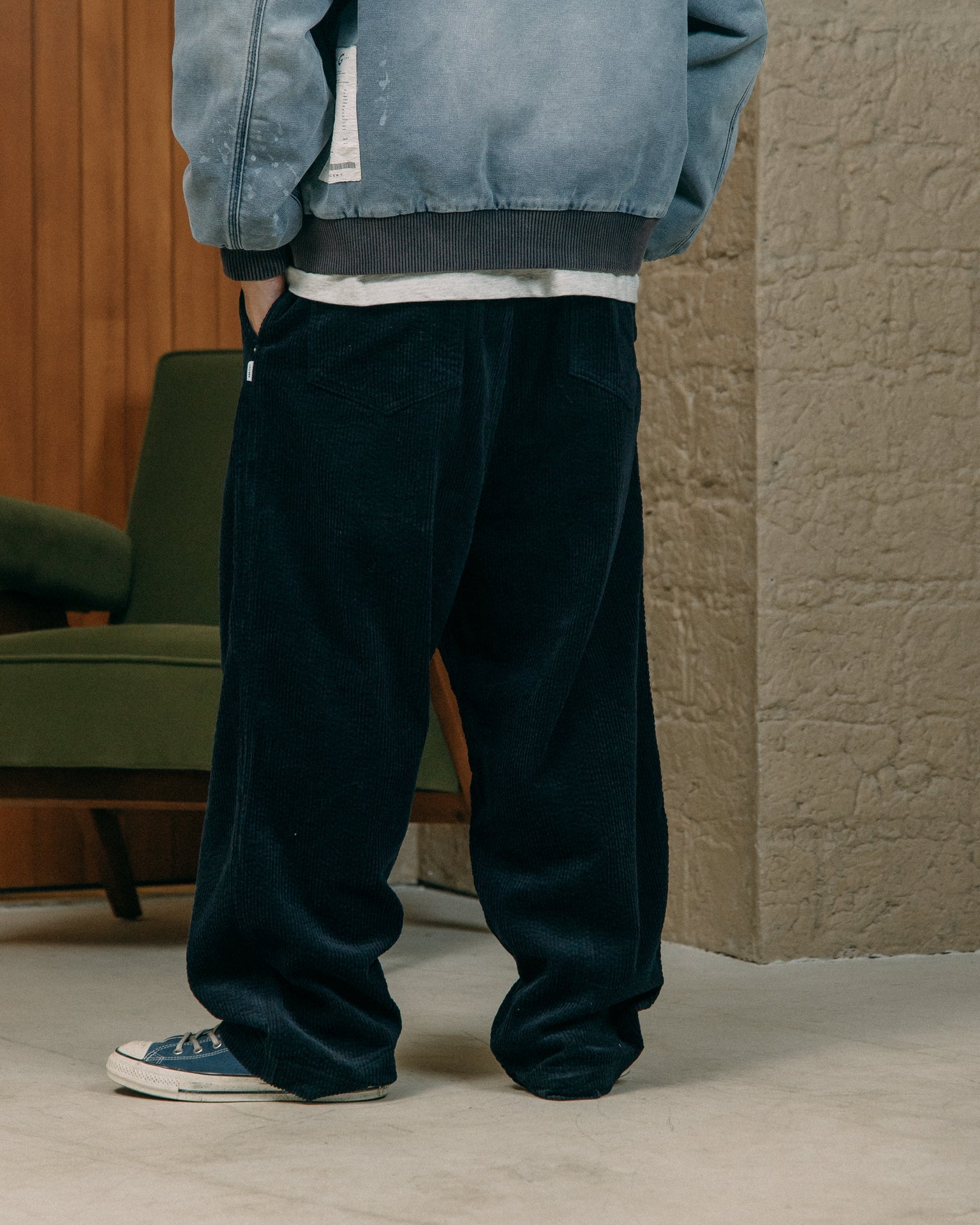 GROCERY RELAXED CORDUROY WIDE PANTS/ NAVY - GROGROCERY
