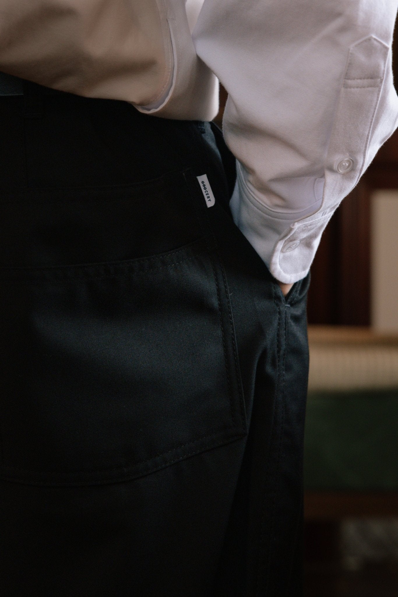 GROCERY RELAXED FIT WIDE CHINO PANTS/ BLACK - GROGROCERY