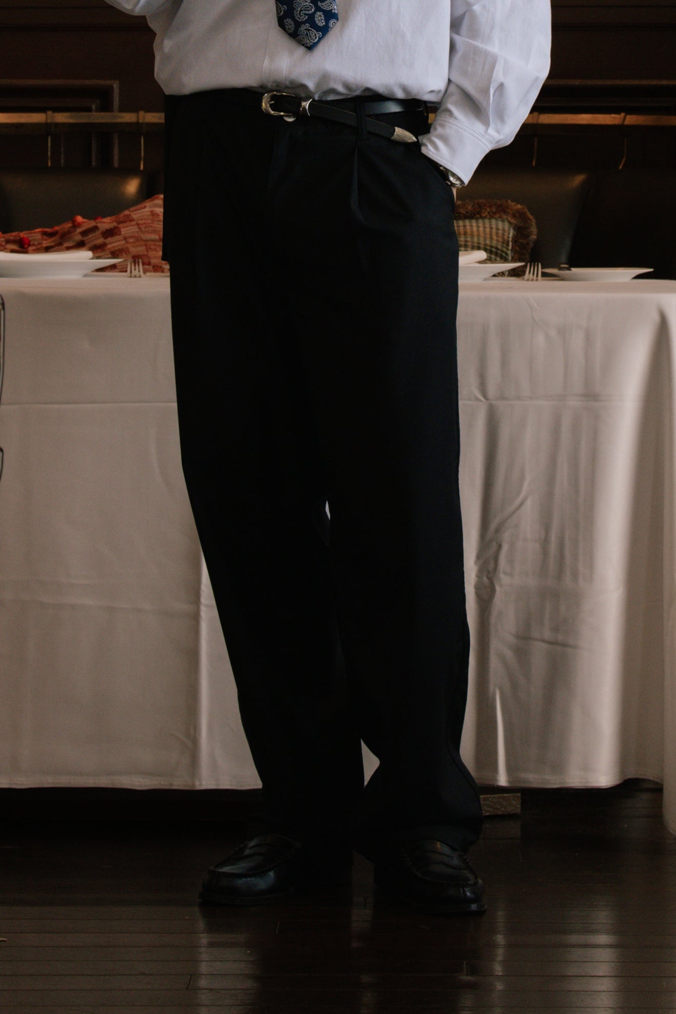 GROCERY RELAXED FIT WIDE CHINO PANTS/ BLACK - GROGROCERY