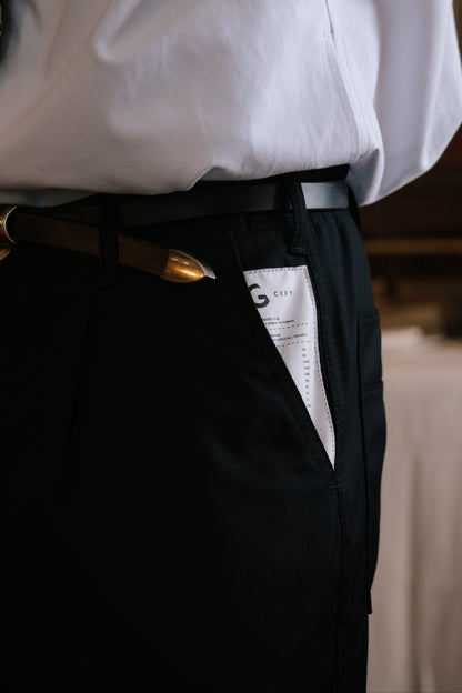 GROCERY RELAXED FIT WIDE CHINO PANTS/ BLACK - GROGROCERY