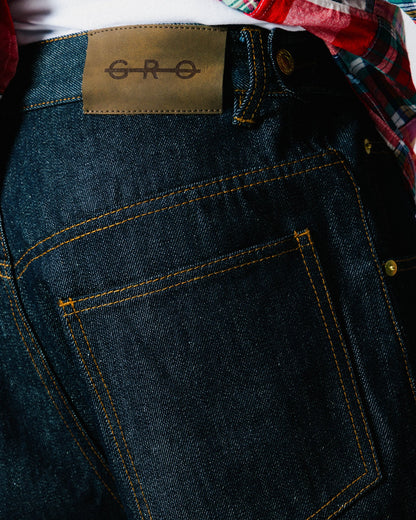 GROCERY RELAXED STRAIGHT FIT RAW DENIM JEANS/ INDIGO - GROGROCERY