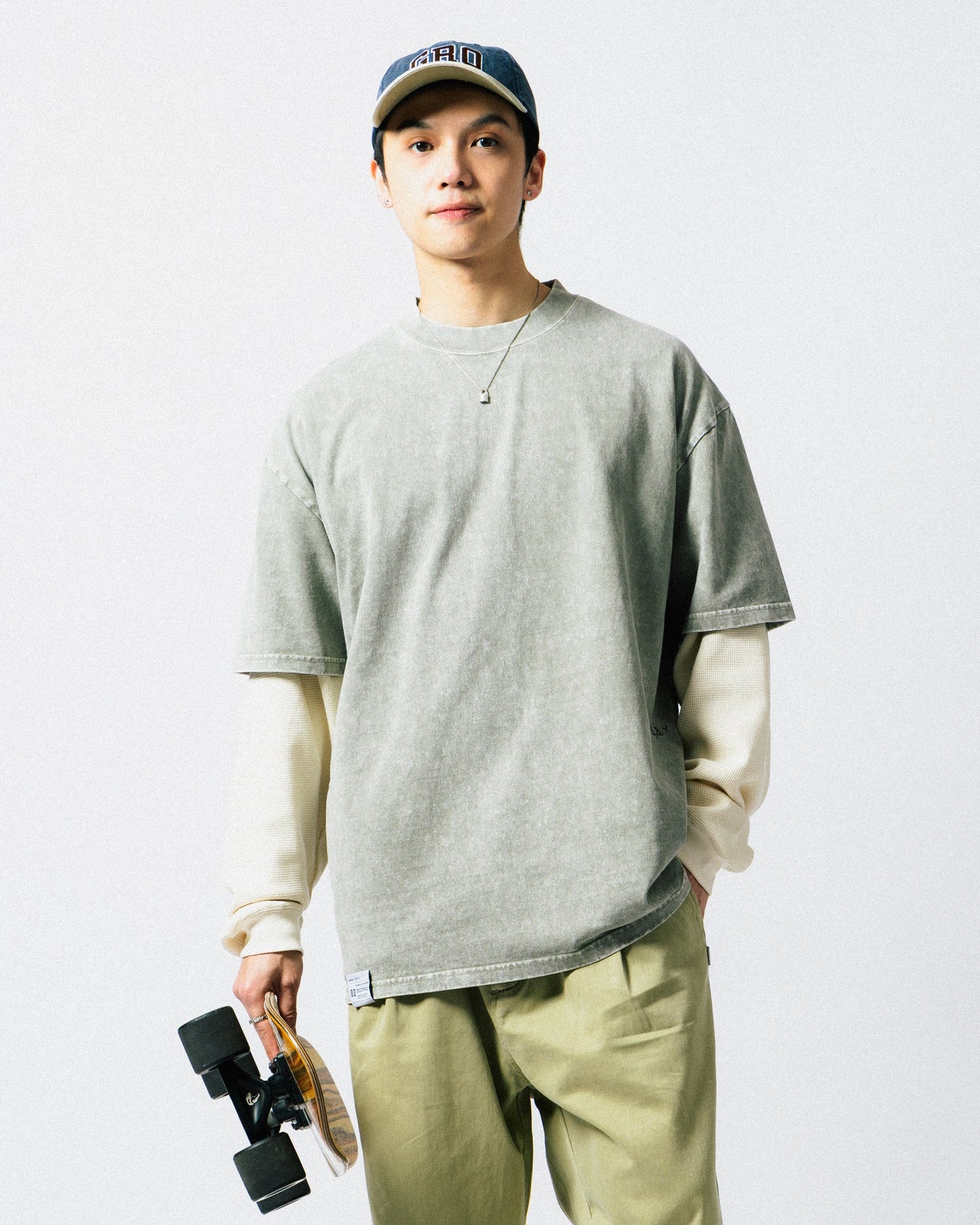 GROCERY SMALL LOGO WASHED TEE/ GREY OLIVE - GROGROCERY