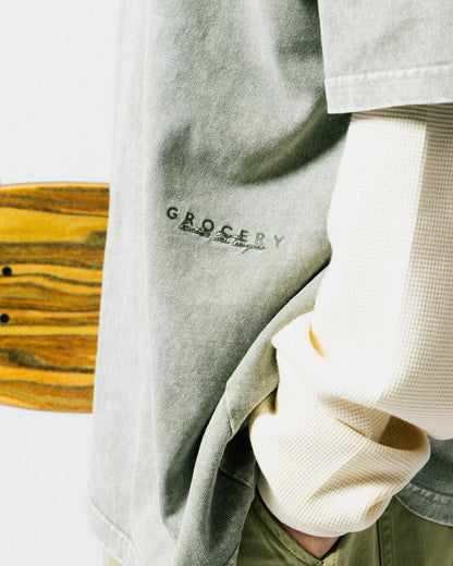 GROCERY SMALL LOGO WASHED TEE/ GREY OLIVE - GROGROCERY