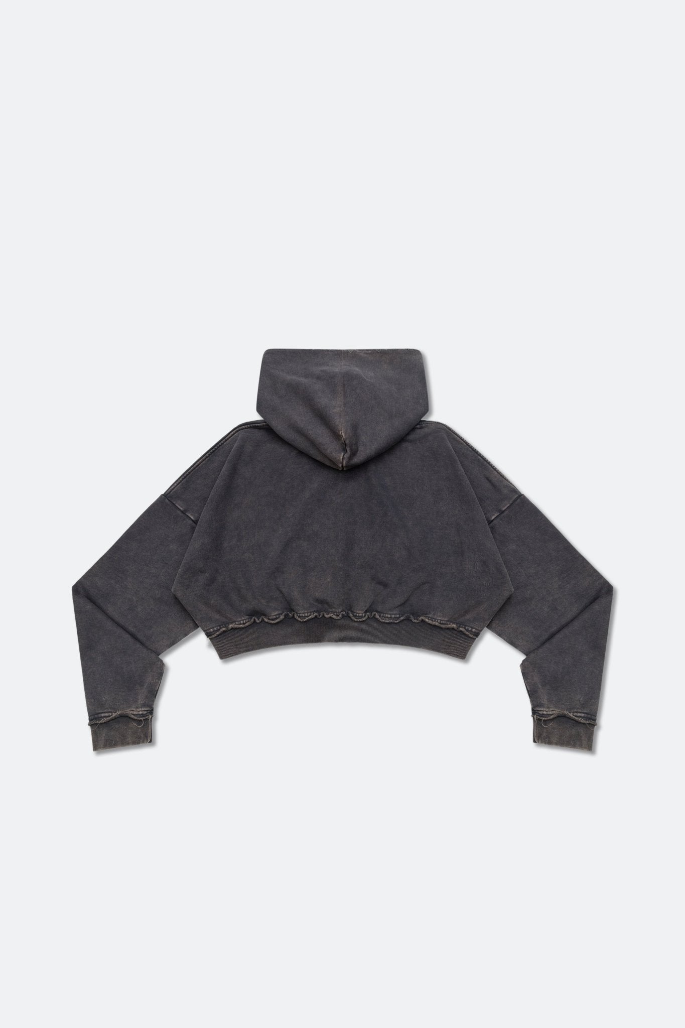 GROCERY SNOW WASHED CROPPED ZIP UP HOODIE/ WASHED BLACK - GROGROCERY
