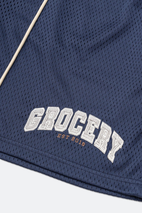 GROCERY SP - 014 COLLEGE EMBROIDERY MESH SHORTS/ NAVY - GROGROCERY