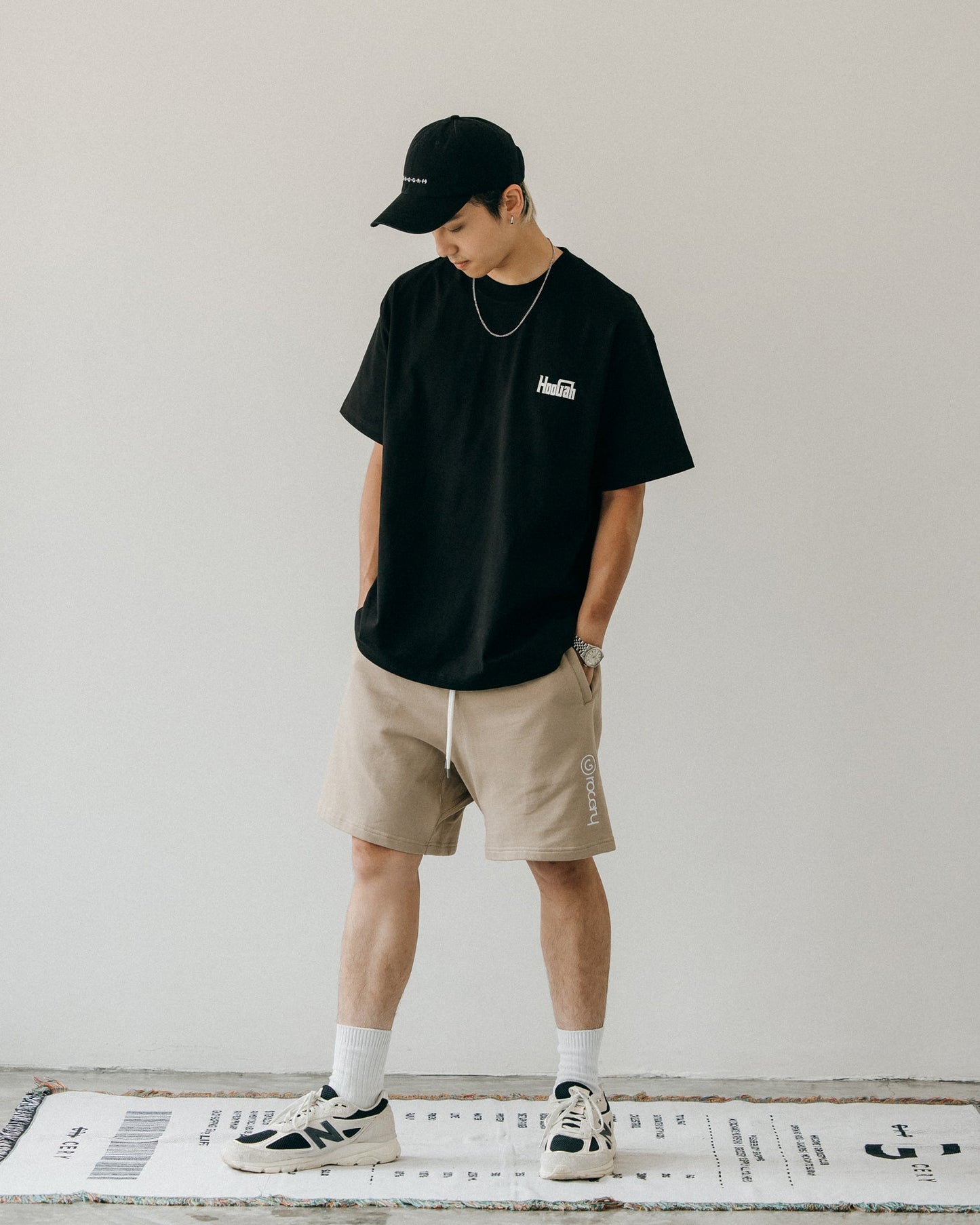 GROCERY SP - 015 EMBROIDERY LOGO SWEAT SHORTS/ SAND - GROGROCERY