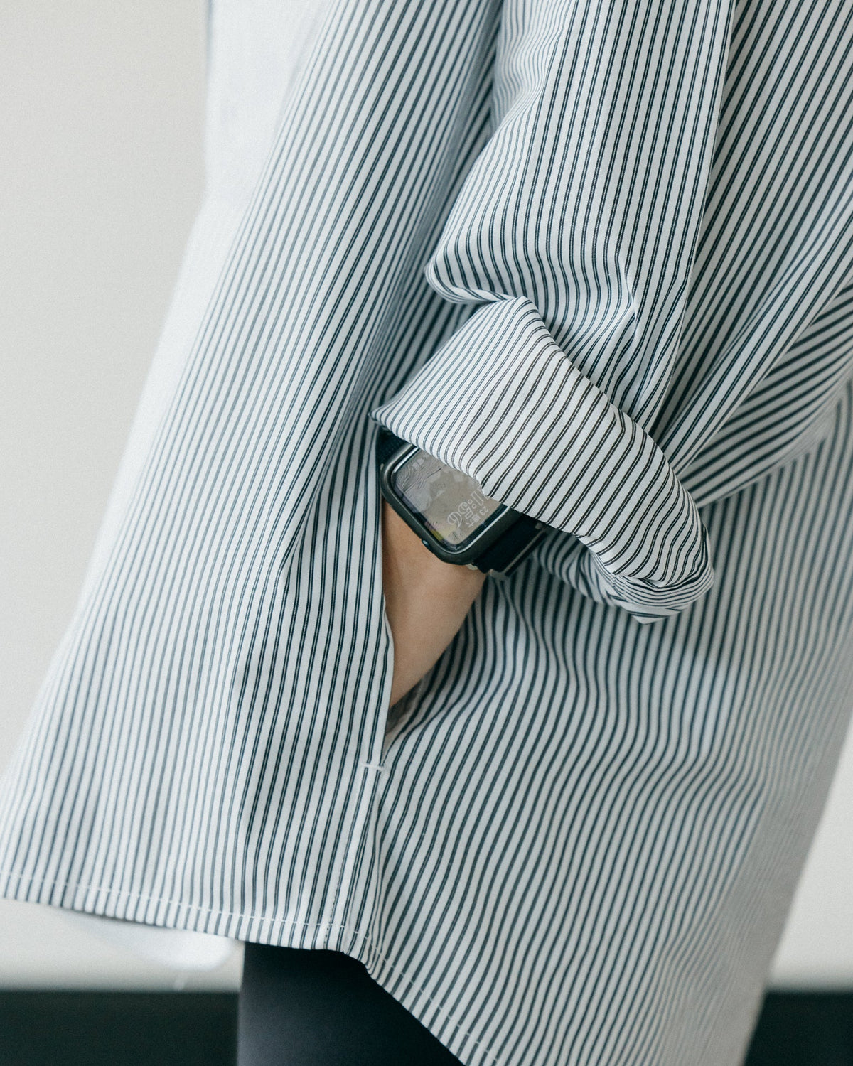GROCERY ST-017 TWO TONE PATCHWORK STRIPE SHIRT/ WHITE & BLACK - GROGROCERY